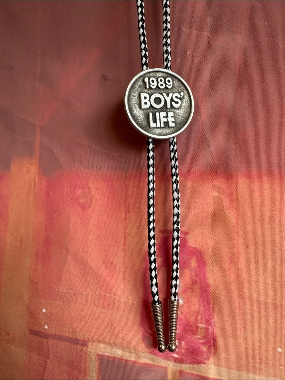 Vintage 1989 “Boys’ Life” Bolo Tie - White and Black